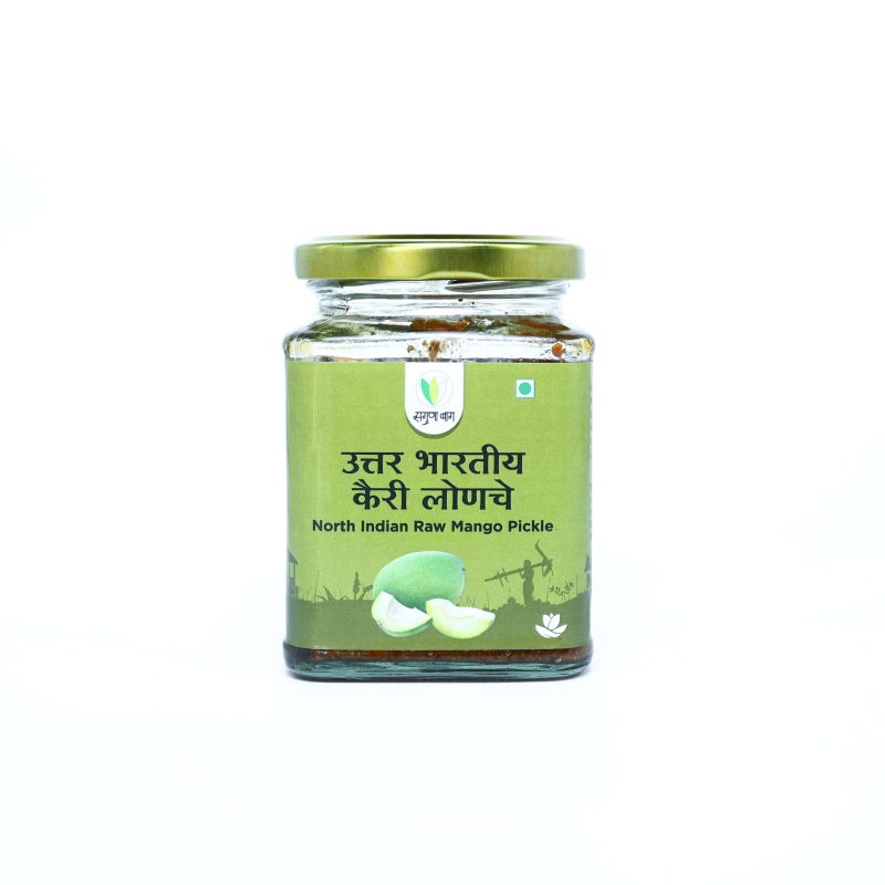 North Indian Raw Mango Pickle (उत्तर भारतीय कैरी लोणचे) - 225 gm