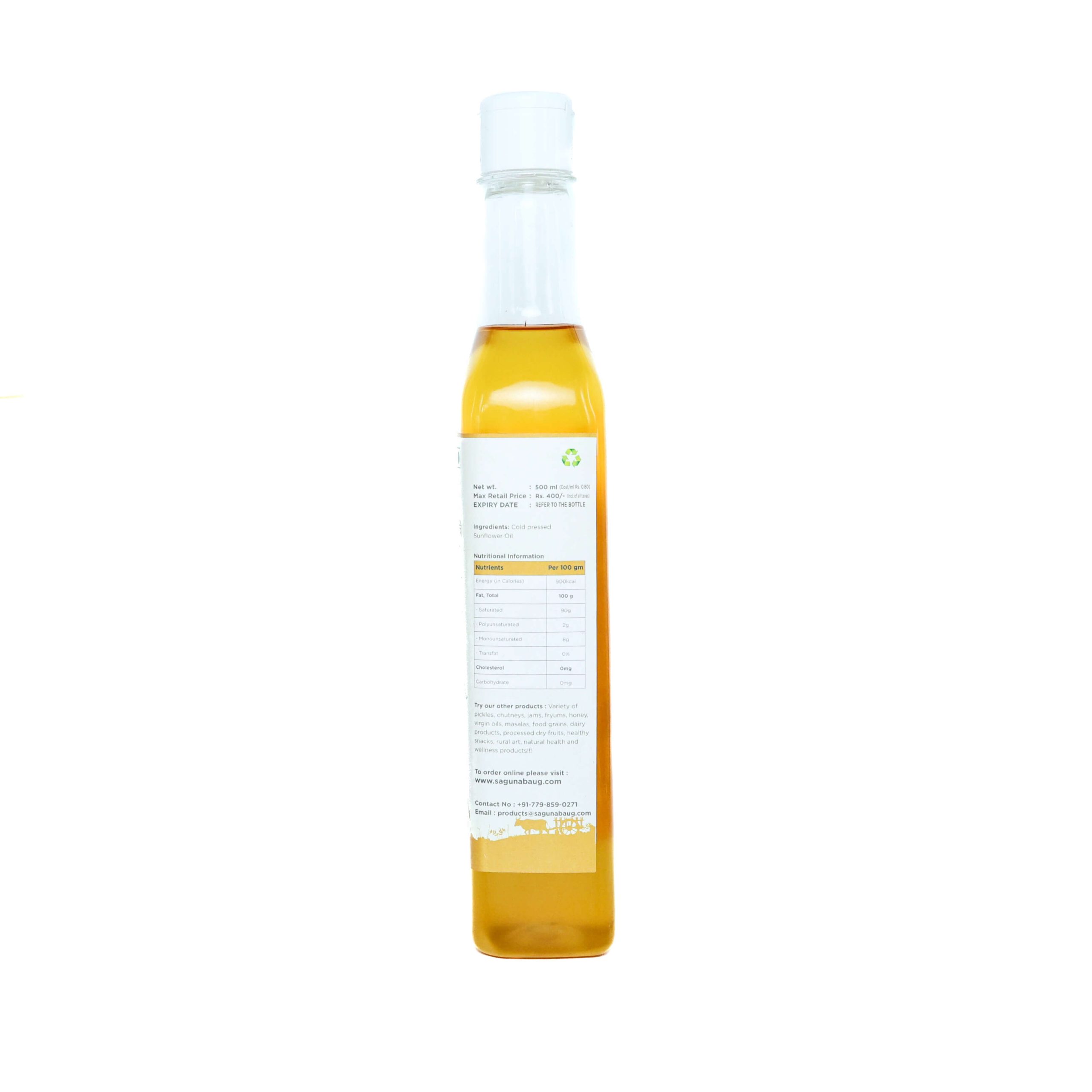 Cold Pressed Sunflower Oil (लाकडी घाण्याचे सूर्यफूल तेल) - 500ml - Image 2